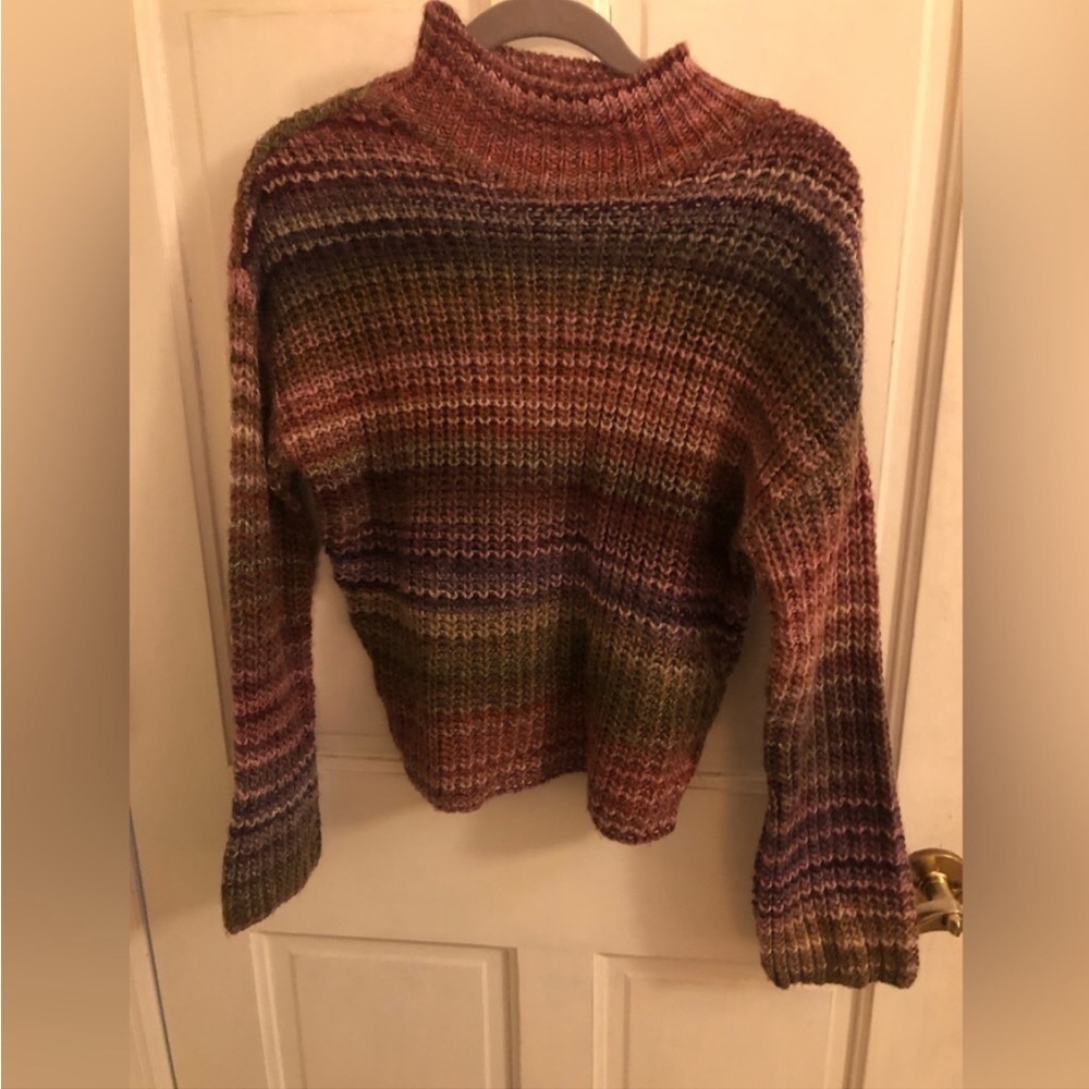 Ruby Moon Sweater Ribbed Knit Striped Cowl Neck - Picture 2 of 7